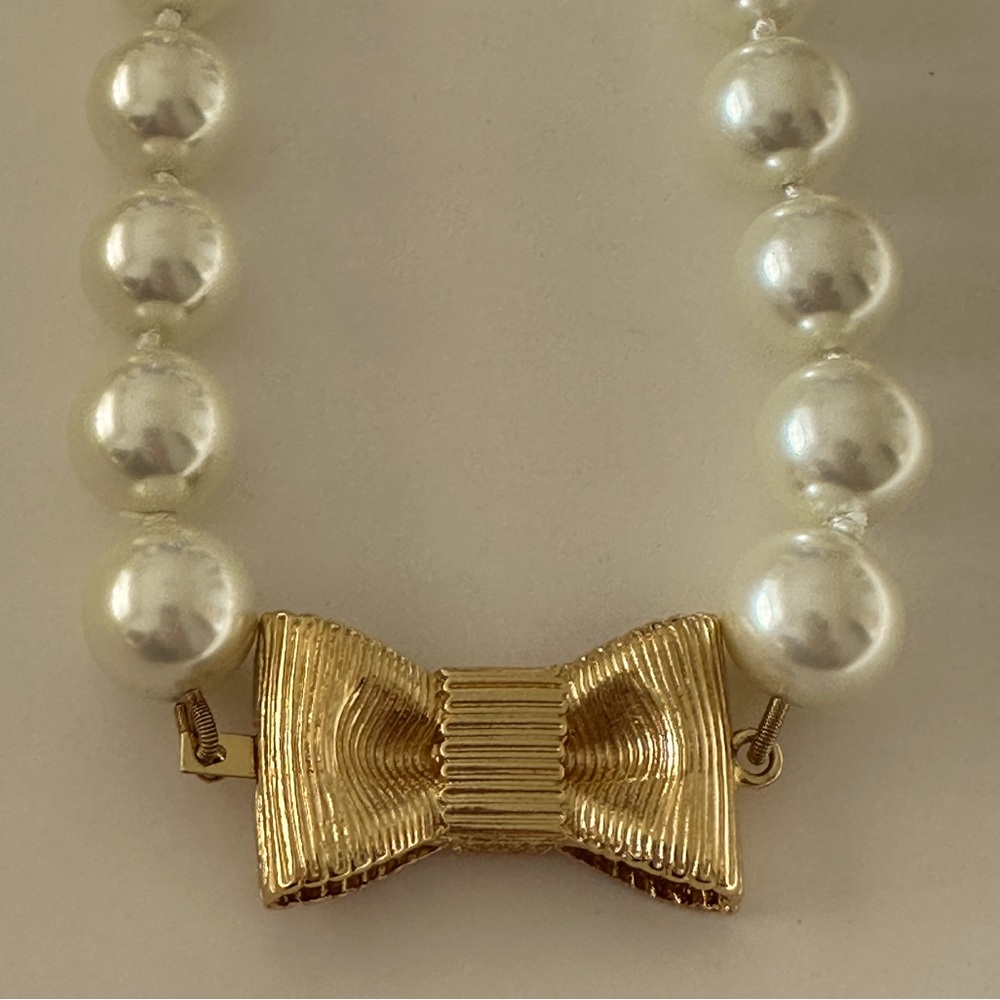 Kate spade vintage wrapped up pearl gold bow necklace - Picture 7 of 10